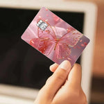 sticker carte credit papillon rose doré transparent moderne adhésif élégant