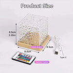 lampe décorative led télécommande couleurs variées motif texturé transparent ambiance maison