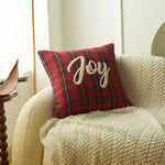 housses coussin décoratives noël motif tartan brodé rouge blanc traditionnel décoration intérieure