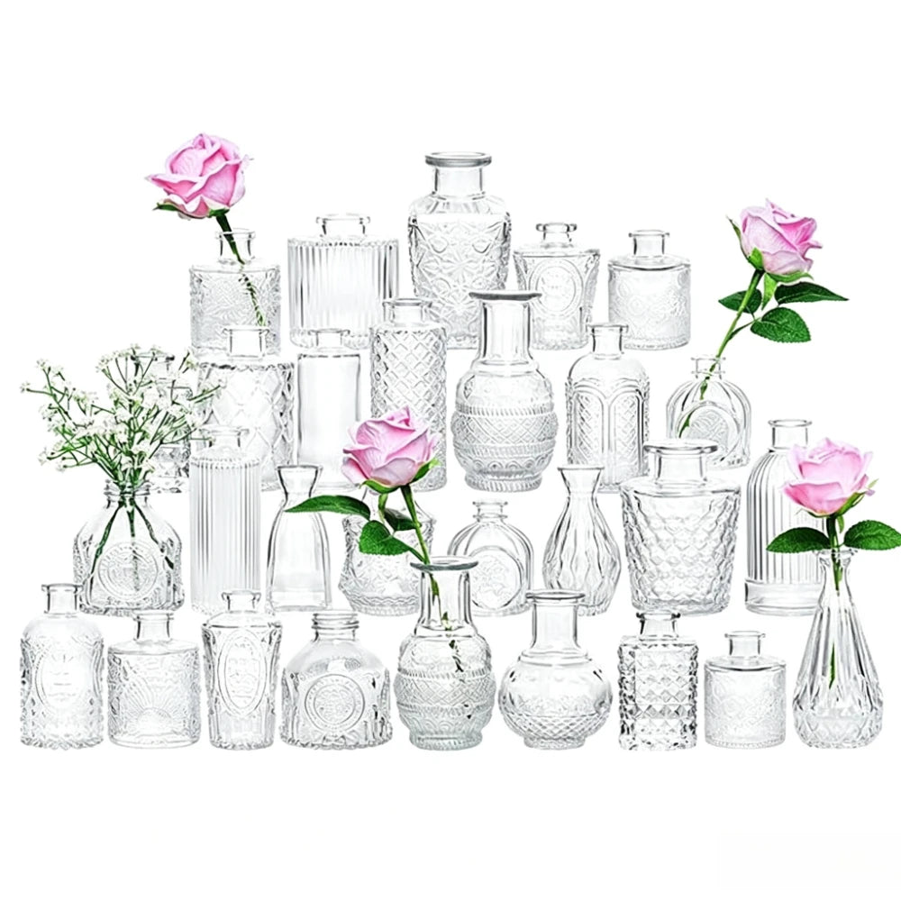 vases verre transparents ombre vintage vert marron bleu rose élégants décoration fleurs