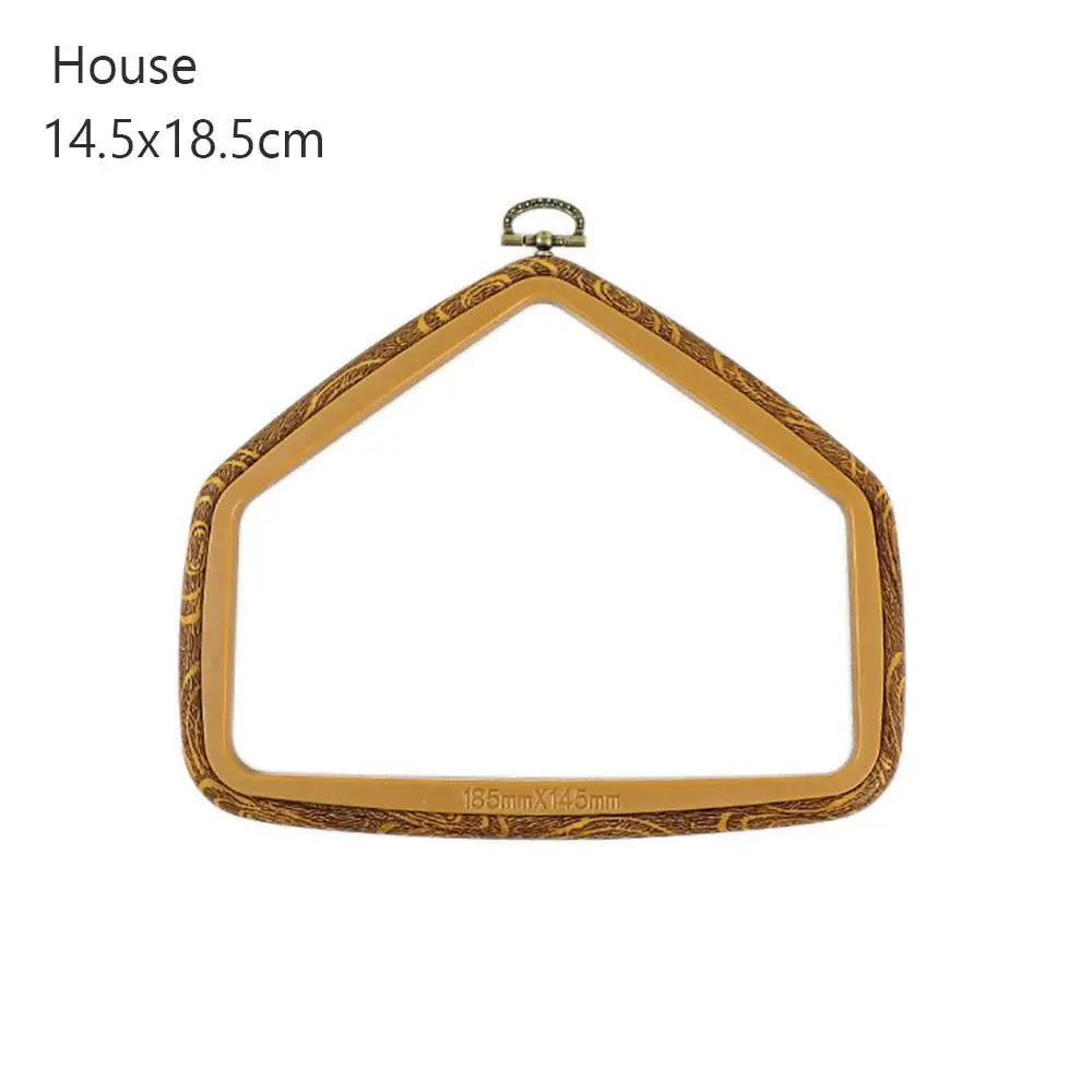 Cadre broderie bois marron texture naturelle classique boucle métallique hexagonal octogonal rectangle square