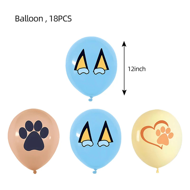 kit decoration anniversaire chien bleu assiettes gobelets serviettes guirlande support cupcake decor animaux