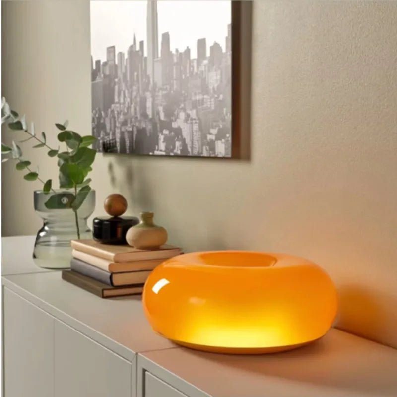 lampe table moderne orange adhésive led base câble blanc flux lumineux chambre entrée