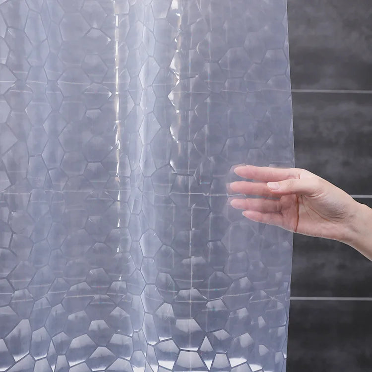 rideau douche transparent géométrique moderne métalliques anti moisissure peva 200x180cm