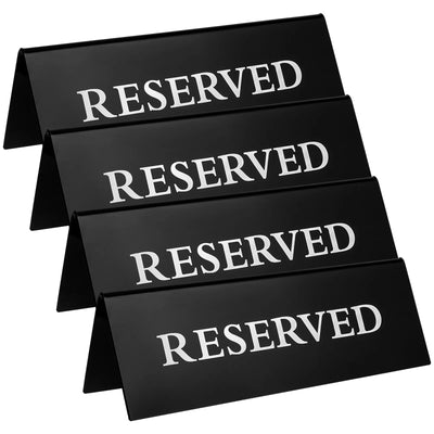 Lot de 4 panneaux réservés acrylique noir pour table