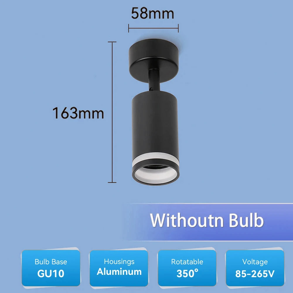 spot noir moderne acrylique light ring aluminium gu10 25w led replaceable