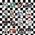 sticker star wars personnages logos citations adhésifs blanc bleu noir rouge vert multicolore pop