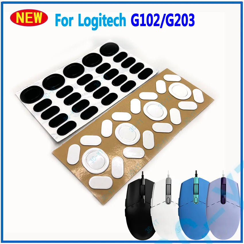 protecteurs souris adhésifs ovales noirs blancs modernes logitech g102 g103