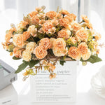 bouquet fleurs artificielles soie mariage décoration maison extérieur blanc rose vert classique