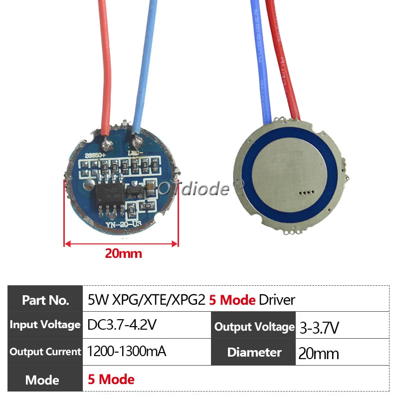 circuit intégré led 3w 5w 10w vert bleu noir 17mm 20mm 22mm 1mode 5modes