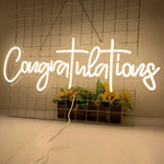 néon lumineux blanc congratulations moderne transparent chaîne câble électrique 76x28cm