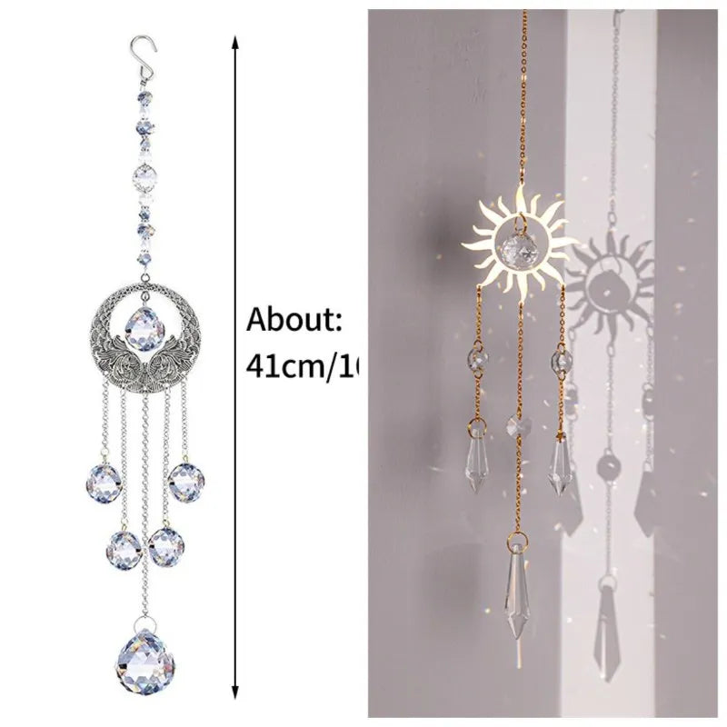 décoration murale suspendue cristaux lunettes chat ancre étoile soleil fenêtre jardin intérieur extérieur