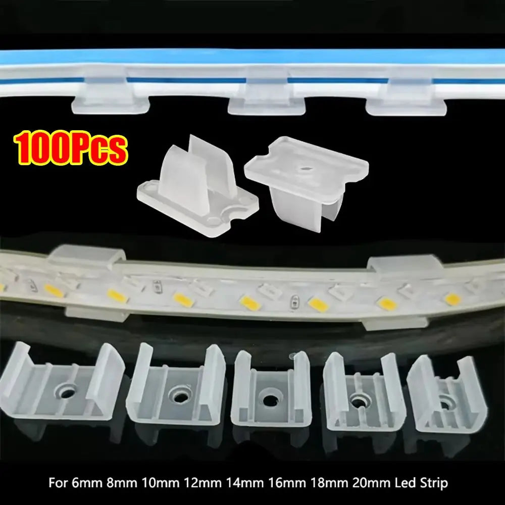 clips fixation ruban led transparent plat lisse pratique 6mm 8mm 10mm 12mm 14mm 16mm