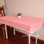 nappe rose carreaux blanches table maison kawaii décoration festive imperméable polyester rectangle