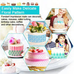 moules gâteau réutilisables divers motifs blanc bleu doré rose moderne élégants abstraits floraux géométriques