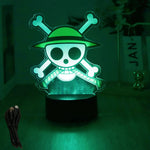 lampe led 3d anime luffy zorro cracked surface télécommande câble usb nocturne rouge vert