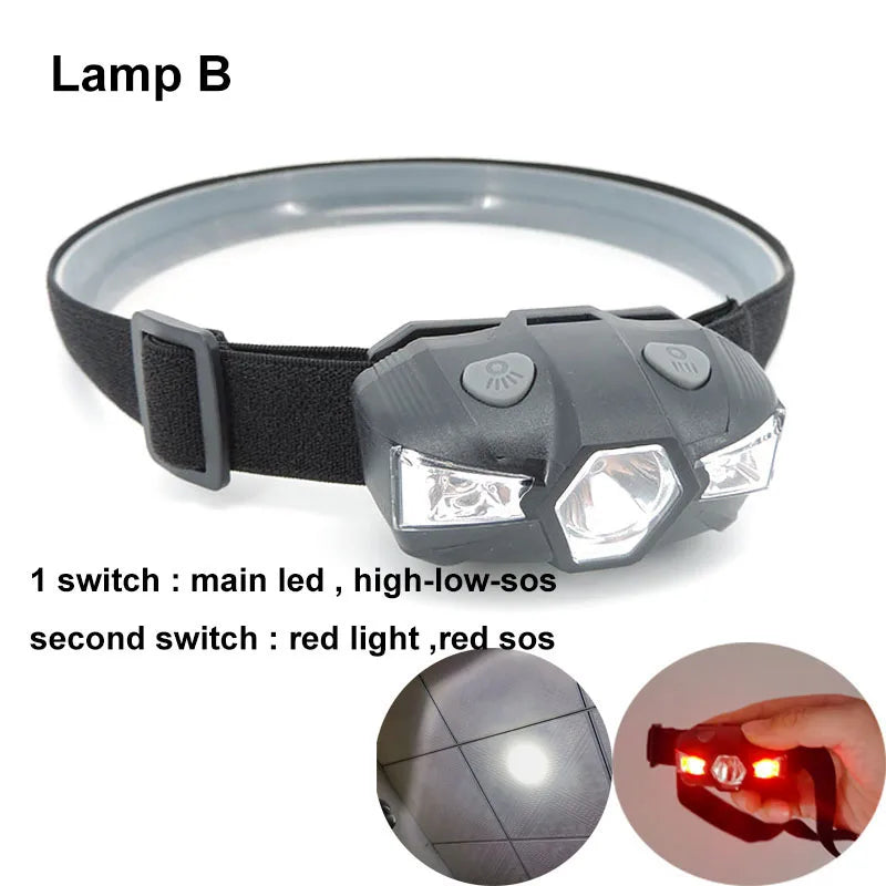 lampe frontale noire led ceinture ajustable moderne camping randonnée puissante
