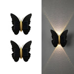 lampe murale solaire led papillon moderne noir doré extérieure adhésive ip44 rechargeable 2lumieres