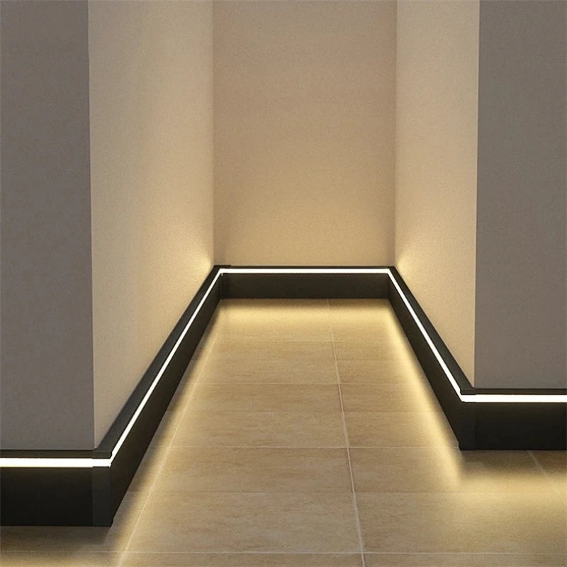 plinthes led noir blanc doré gris lisses contemporaines clips fixation h50 80mm