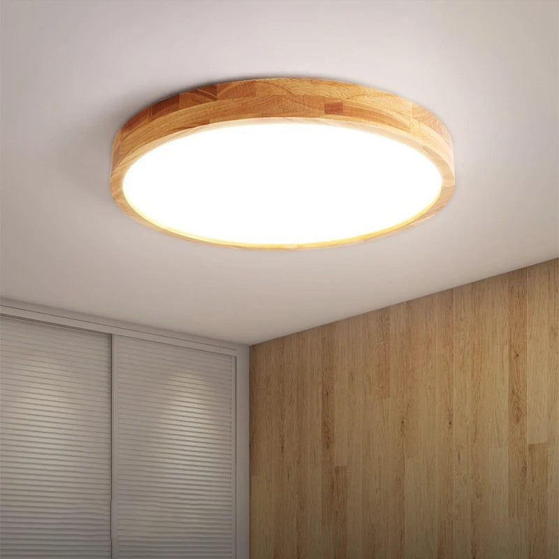 lampe bois naturel grain moderne ultra fin led facile chambre salon cuisine