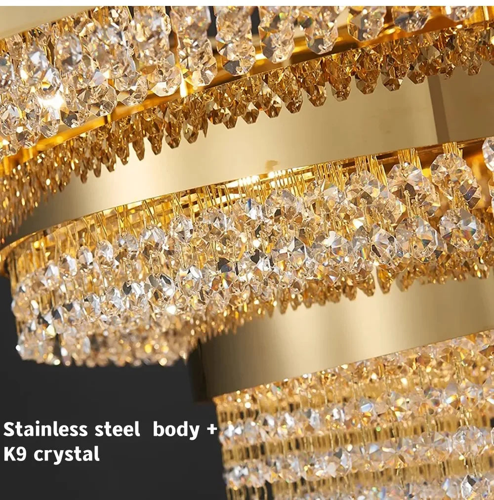lustre doré cristal transparent moderne élégant suspension cristal chambre salon