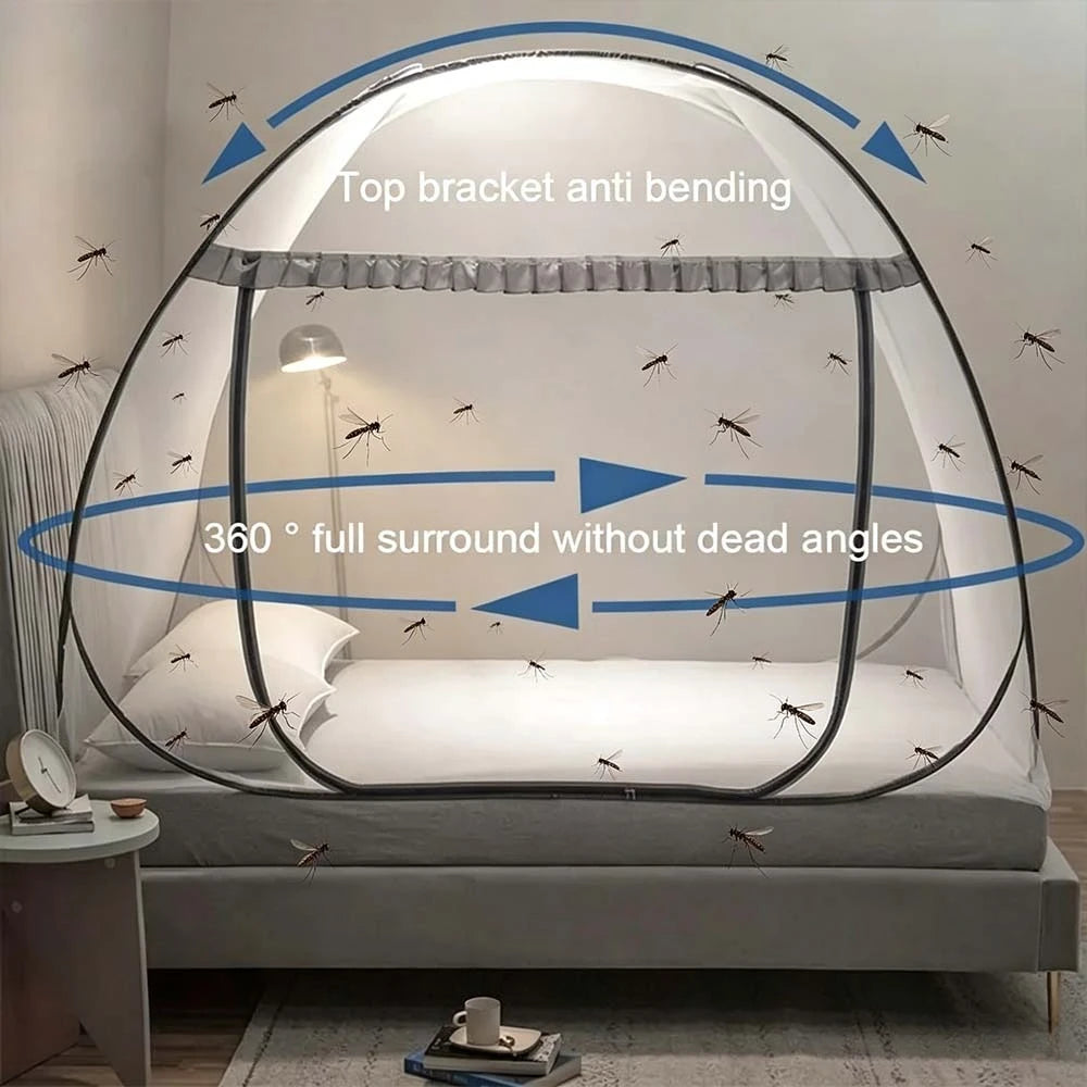 filet anti moustiques blanc bleu moderne pliable lit camping voyage transparent ventilation clips included