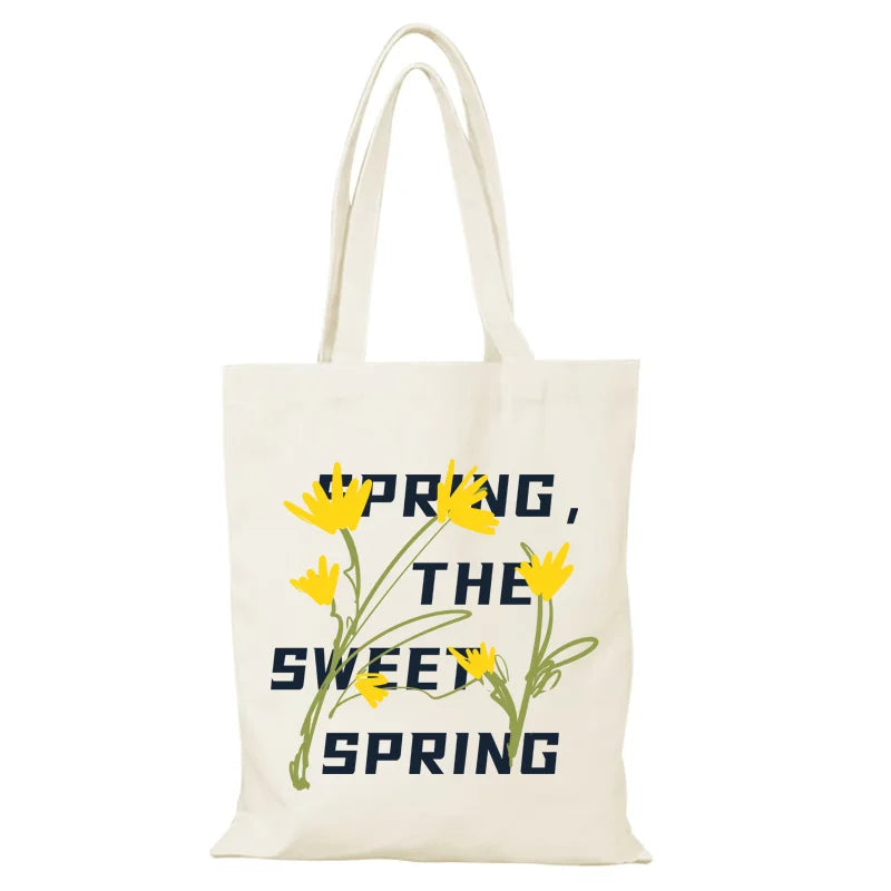 sac main fleurs décontracté toile éclair shopping graphique moderne large femme provisions bãi biển