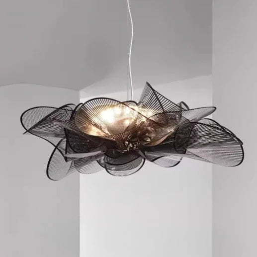 lampe suspendue moderne led blanc noir acier poli spirale chambre salle manger