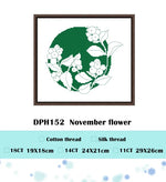 Kit broderie animaux hiver fruits instructions toile fil coton soie