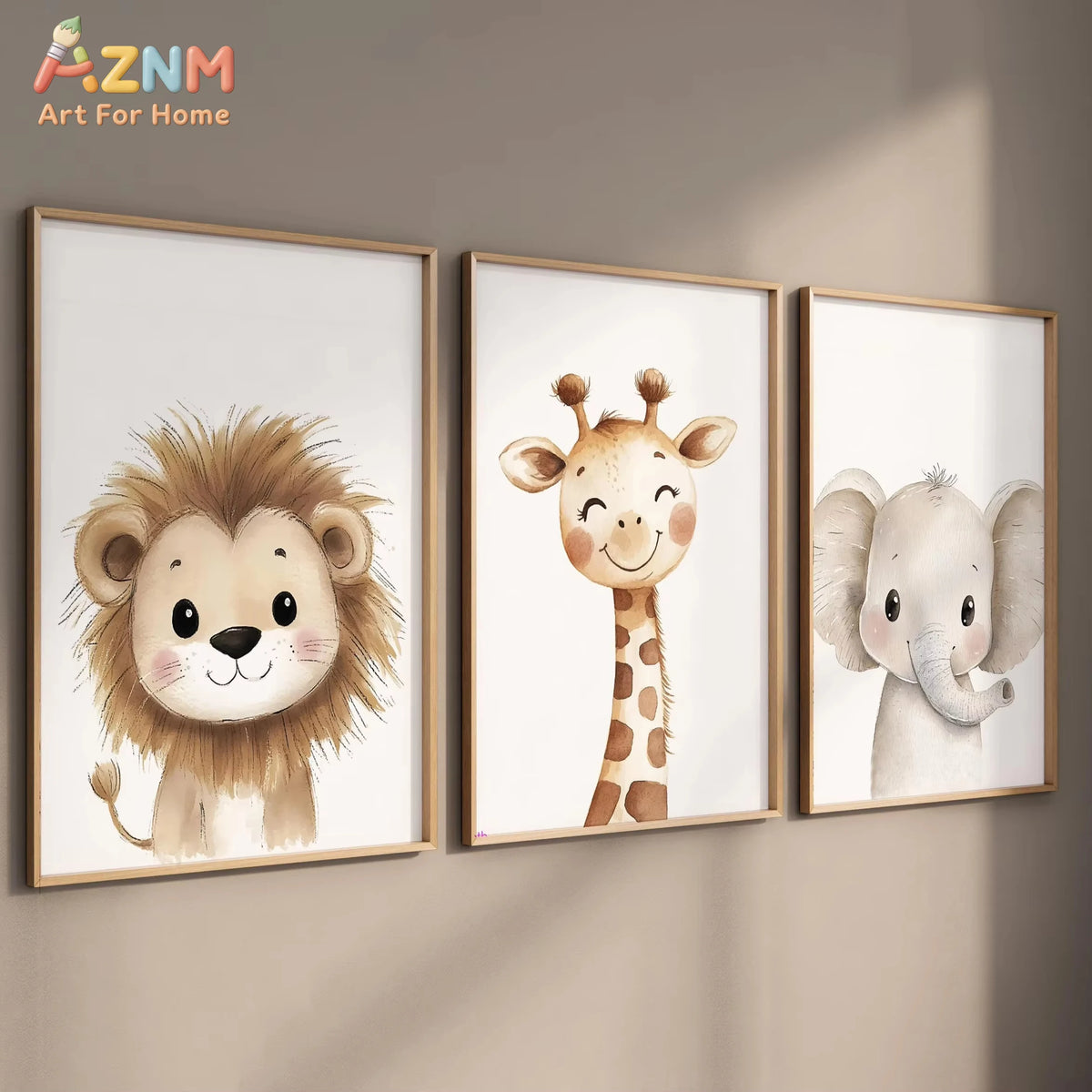 affiches animaux mignons girafe lion éléphant moderne décoration enfant sans cadre encre imperméable toile