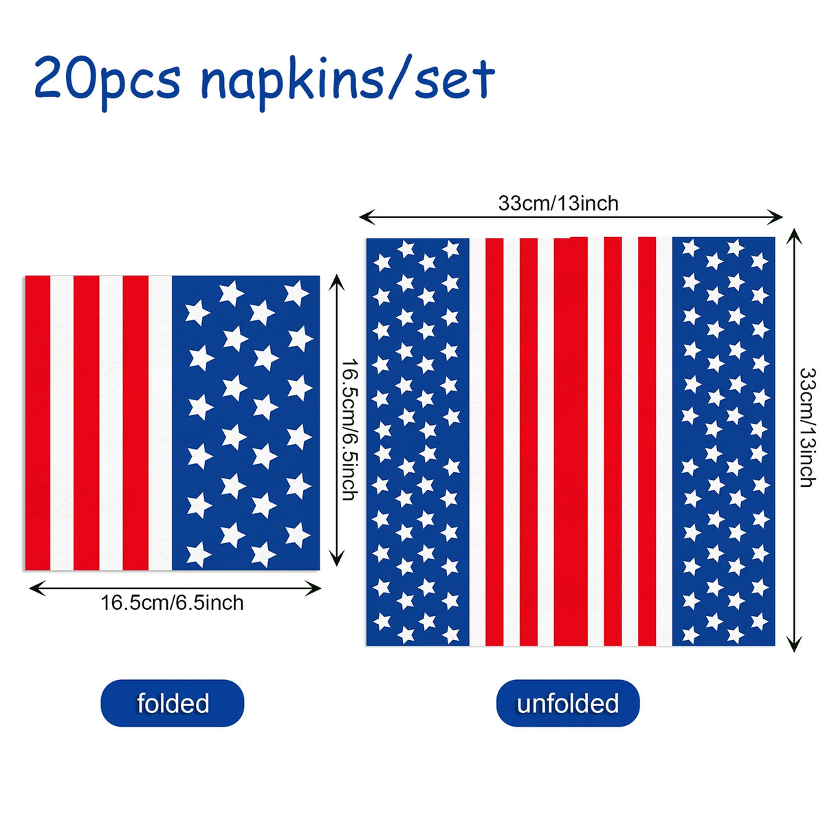 serviettes jetables américaines indépendance rouge blanc bleu drapeau étoiles rayures festives 20pcs