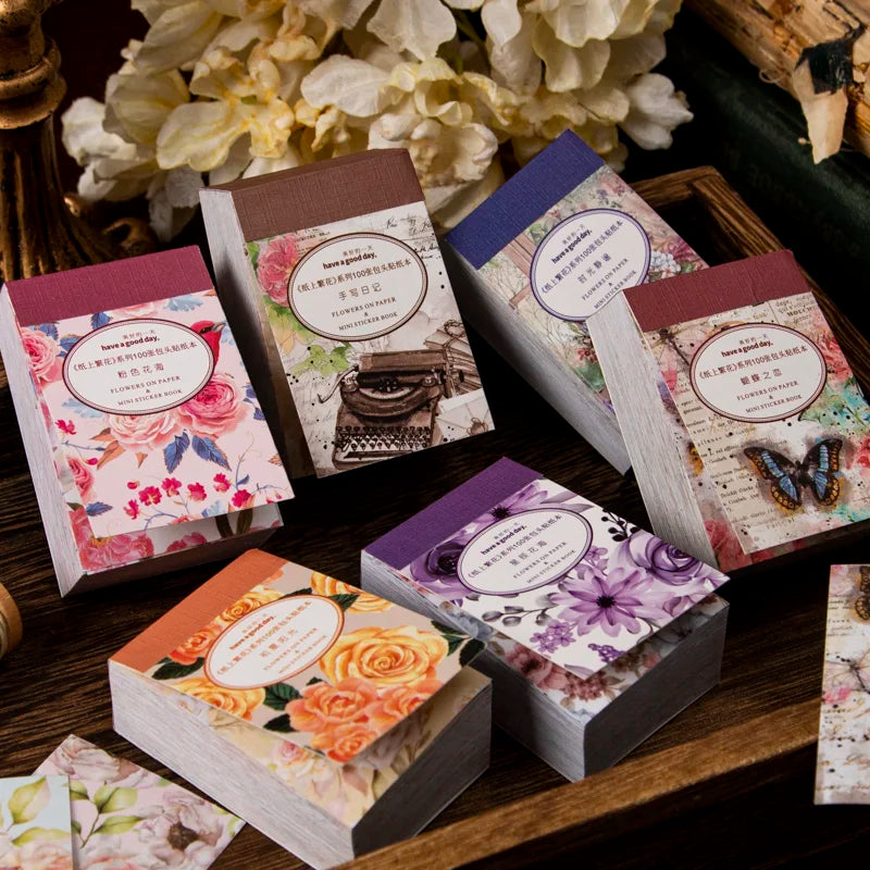 autocollants fleurs vintage multicolores scrapbooking artisanat diy cartes postales etiquettes papier decoratif