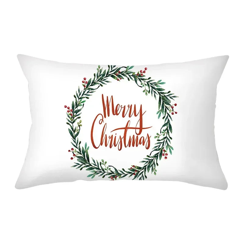 coussin Noël rouge motif rennes flocons neige décoration canapé salon fête hiver 30x50cm