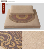coussin sol moderne motif floral circulaire couleur beige marron jaune amovible lavable