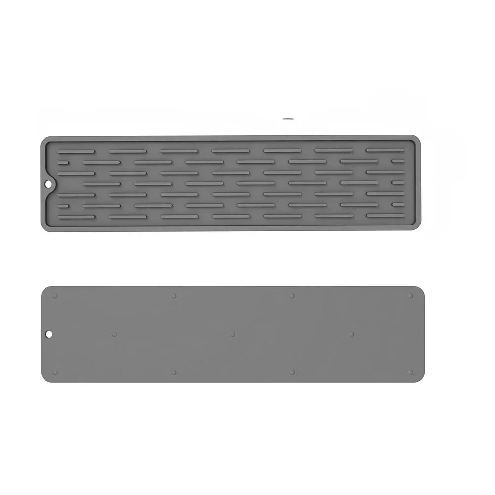 tapis séchage vaisselle silicone moderne gris rayures horizontales 35cm 55cm