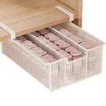 panier rangement blanc maille moderne clips tissu plié facile chambre dressing garde robe