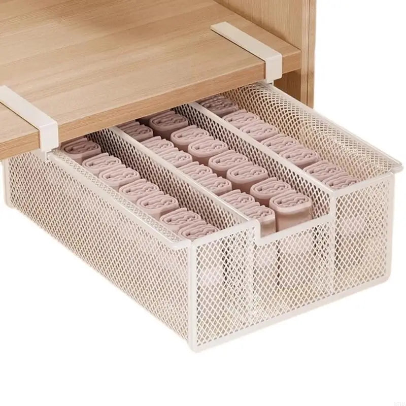 panier rangement blanc maille moderne clips tissu plié facile chambre dressing garde robe
