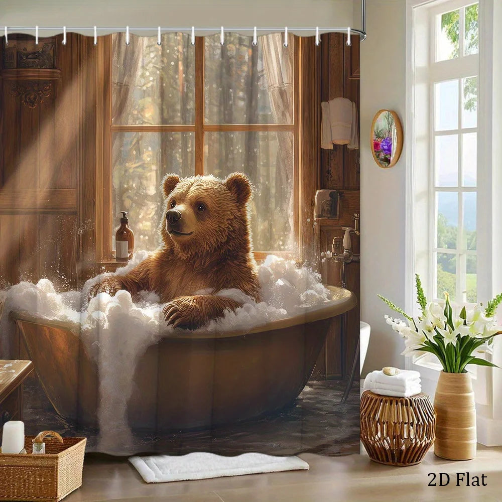 rideau douche ours baignoire motif floral textile polyester moderne respectueux environnement