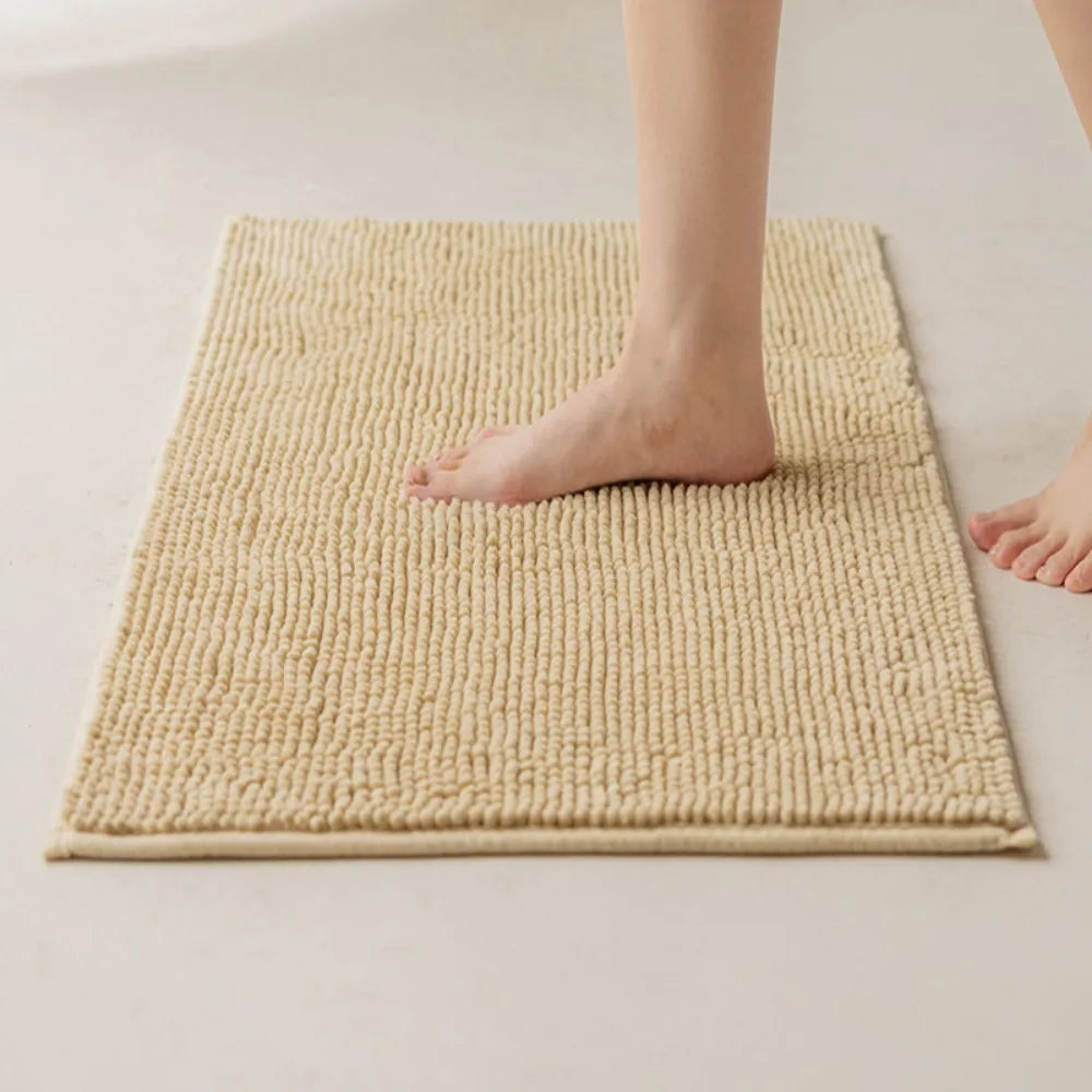 tapis bain gris rose boules relief antidérapant moderne sol epais chenille