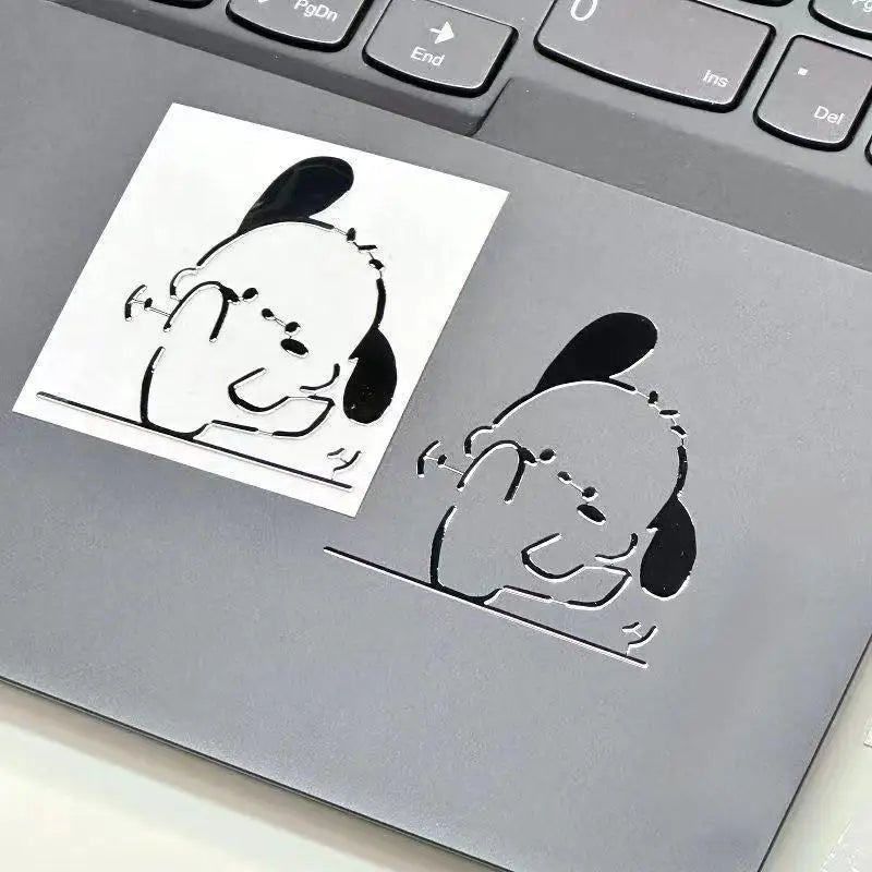sticker autocollant 3d dessins animés chat noir blanc décoration téléphone diy illustration simple