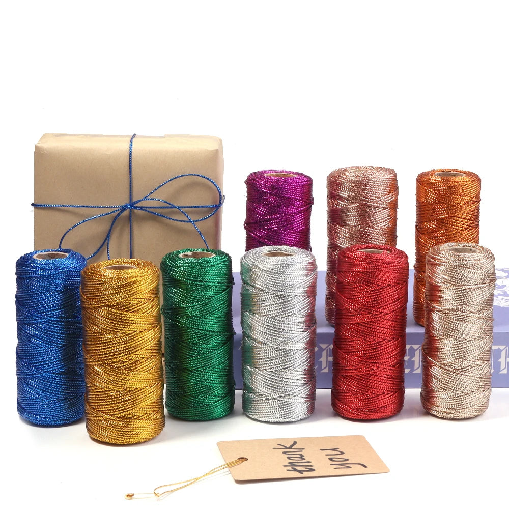 ficelle polyester 100m 1.5mm glitter violet doré bleu vert rouge moderne boîte cadeau fleur