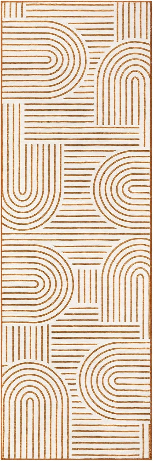 tapis moderne minimaliste polyester antidérapant noir blanc rose beige geometrique circular linear