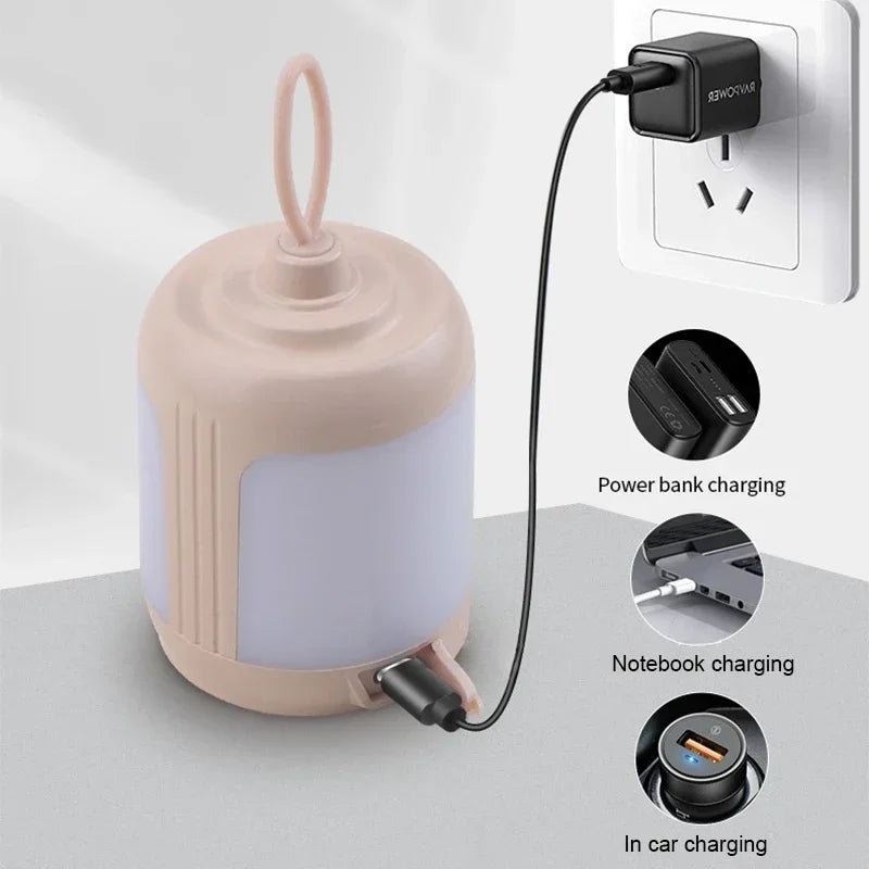 lampe camping portable rechargeable usb led annuel garantie beige moderne compact anneau fixations