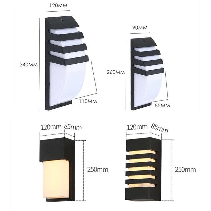 applique murale moderne led noir blanc rayures horizontales ip65 e27 12w 249lm 265v