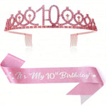 couronne anniversaire strass dorés ruban rose texte princesse fête cadeau favoris numéro anniversaire