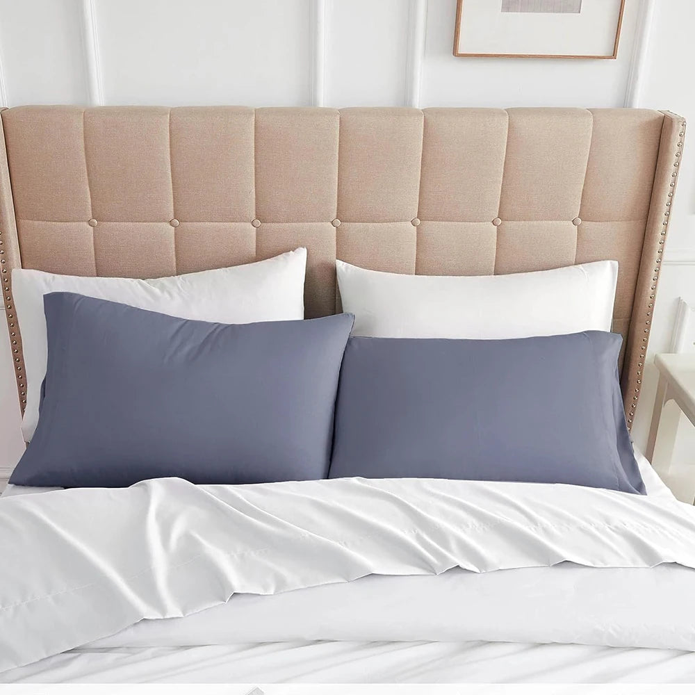 protège oreiller gris uni moderne qualité polyester lit maison simple 20x30inch