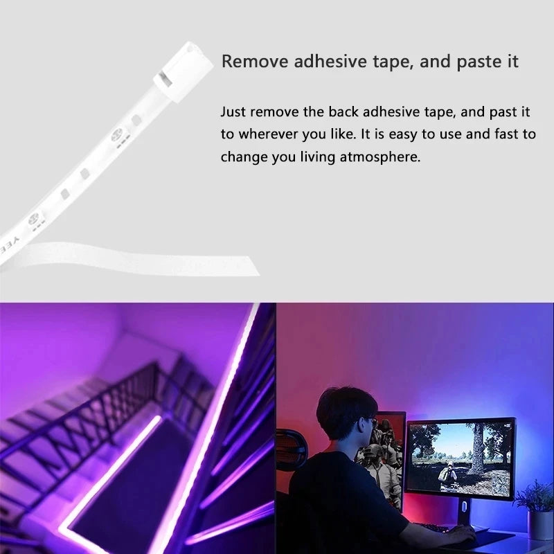 ruban led multicolore adhésif wifi intelligent moderne app mobile led individuelles 2m