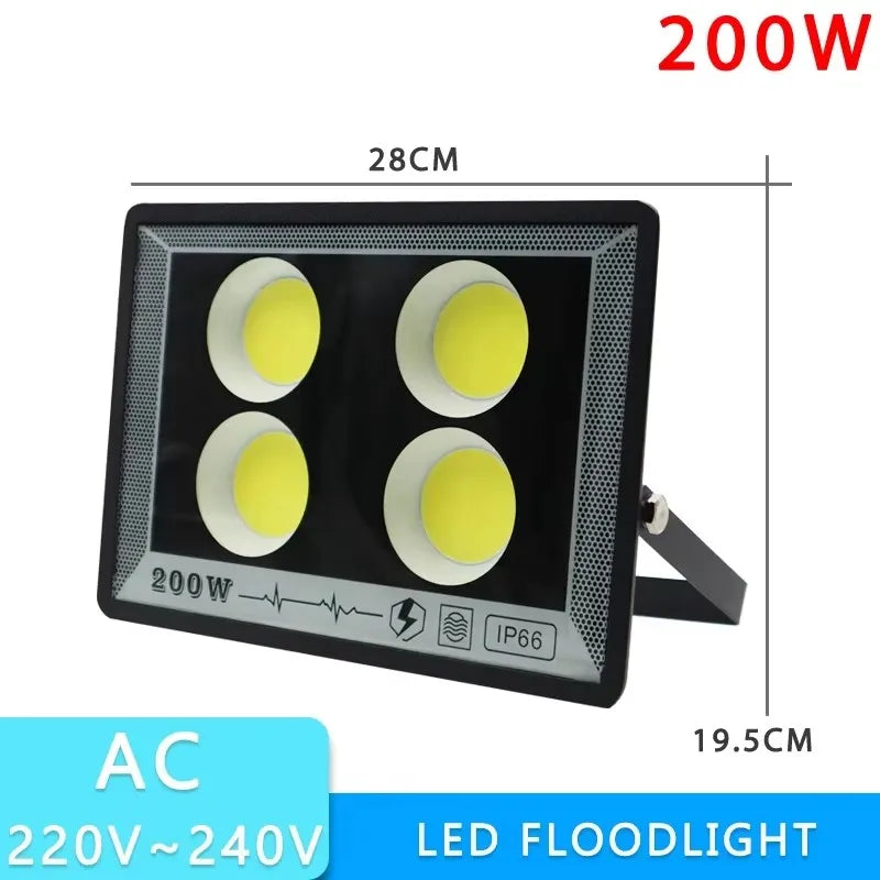 projecteur led ip66 étanche noir moderne clips câbles 50w 100w 300w 400w 500w