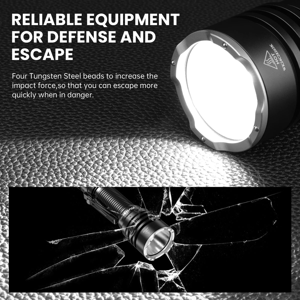 lampe torche noire rayures verticales moderne rechargeable ipx8 5000lm led hiking camping