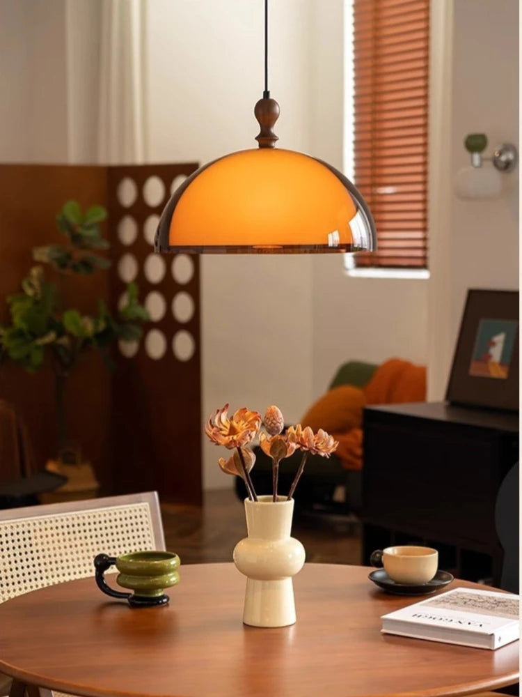 lampe suspendue moderne orange noir acrylique led réglable salon restaurant chambre principal